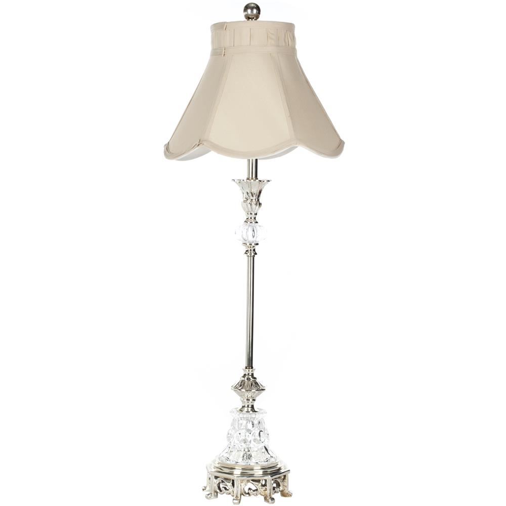 Safavieh LIT4044A ARIANNA GLASS CANDLESTICK SILVER NECK TABLE LAMP